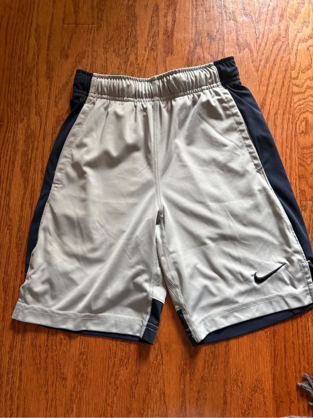 Nike Boy’s Performance Athletic Shorts - Light Gray with Navy, small